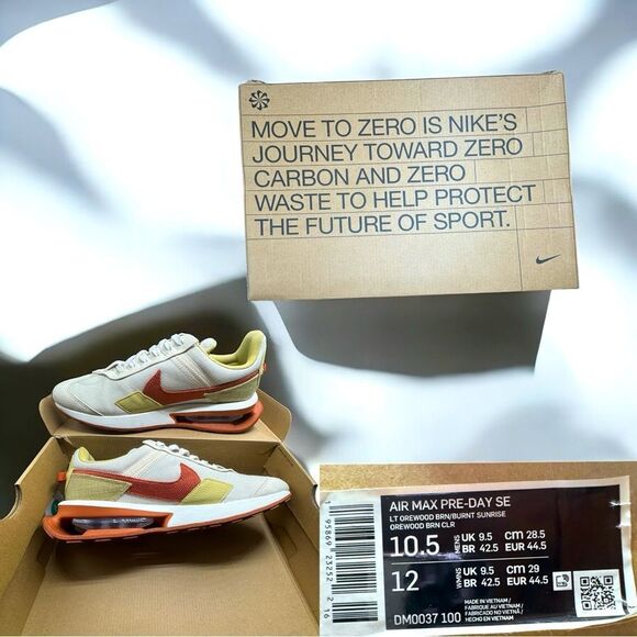 NIKE Air Footwear l Move to Zero l Lt Orewood/Burnt Sunrise l 10.5 l EUC in box - Picture 8 of 15